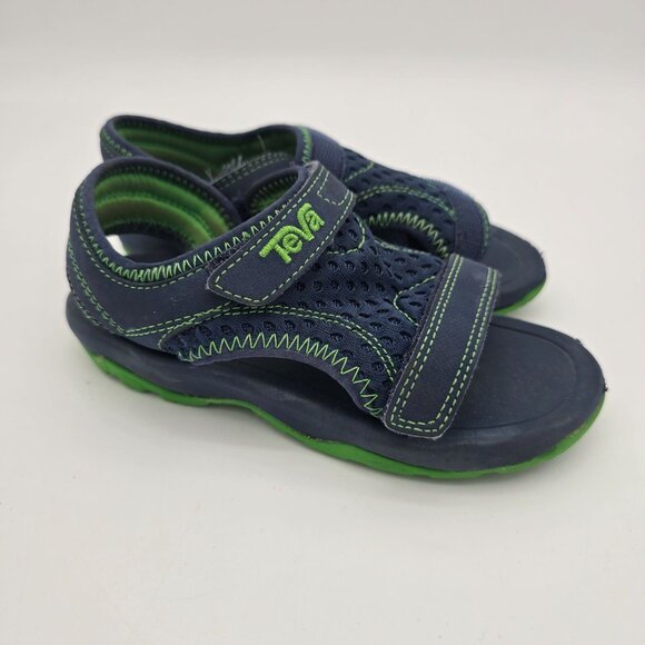 Teva Toddler Boys Size 10 Navy & Green Sandals With Adjustable Straps - Picture 6 of 9